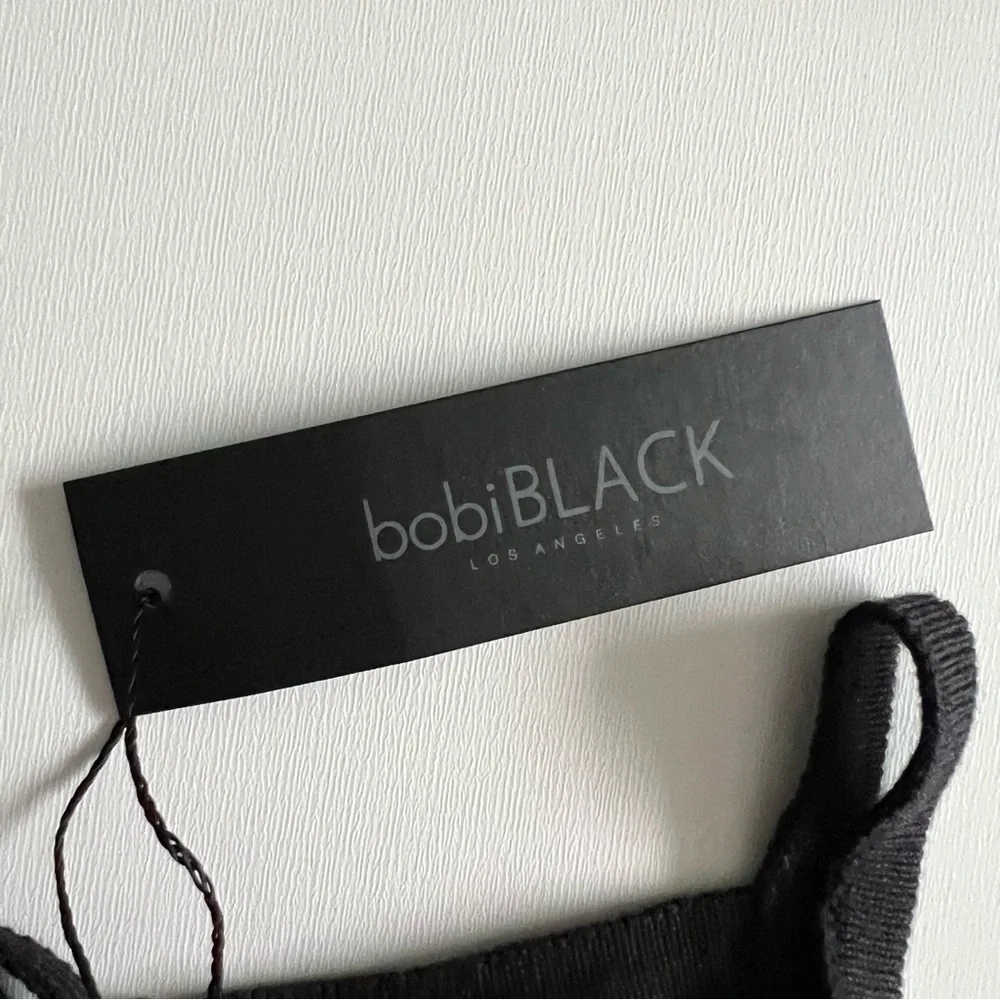 Bobi Black Crochet Two Piece top & midi skirt Set Size M
